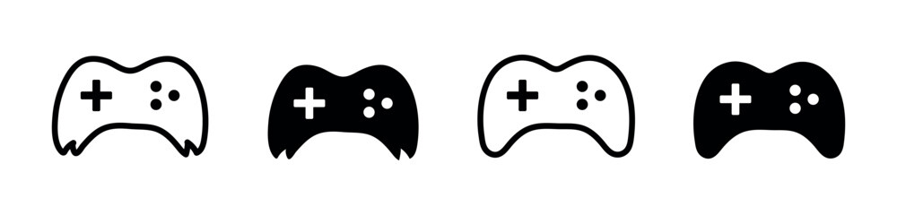 Game controller icon set, video game joystick and gamepad vector symbols for gaming UI interface © Rupaly
