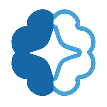 Brain with AI star logo, Smart brain innovation technology logo design vector.