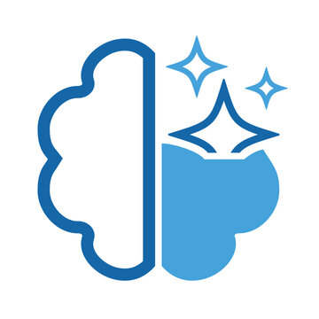 Brain with AI star logo, Smart brain innovation technology logo design vector.