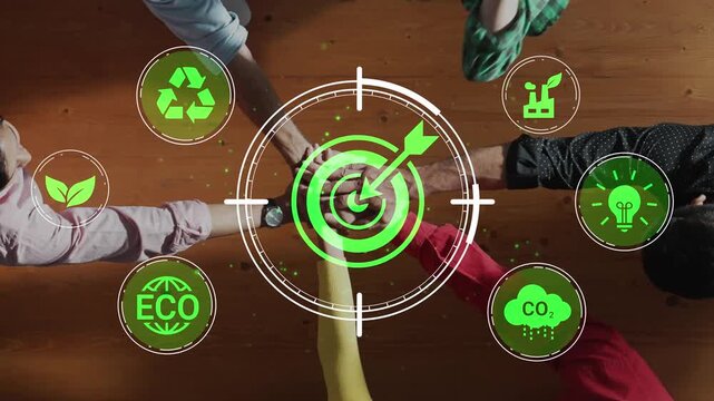 Focus on Environmental Sustainability Goals with Visual Elements Representing Nature, Energy Efficiency, and Carbon Reduction Strategies in Green Colors Gluon.