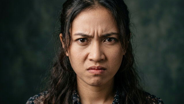Portrait of an angry woman looking at the camera