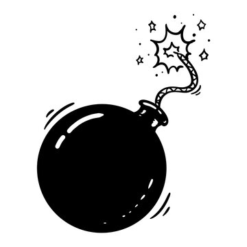 bomb with burning fuse