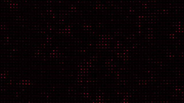 Hi tech motion graphic background,  red flickering dots on dark background. 4k animated video...