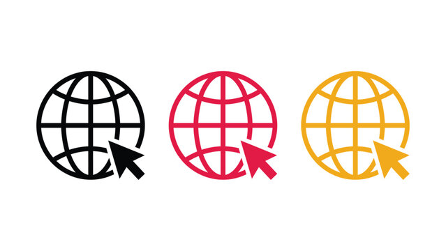 Internet website vector icon stroke, web Interface, digital Connectivity, online navigation.