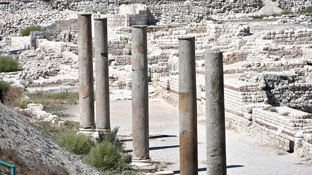 Remains of an Ancient Roman Colonnade at Kom El Dikka Site, Alexandria, Egypt