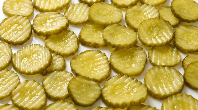 Sliced pickles isolated on white background