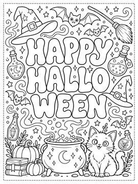 happy halloween coloring sheet printable for kids - coloring pages 