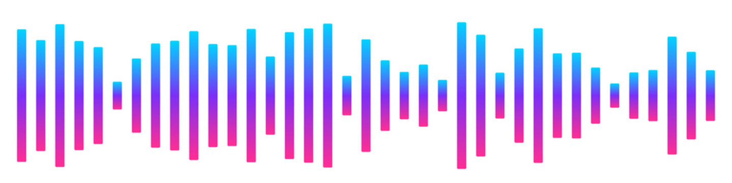 Glowing Frequency Spectrum PNG, Vertical Rounded Bars, Cyan to Pink Gradient Audio Visualizer