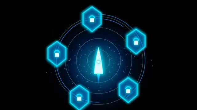 Abstract Cyber Security Rocket Launch Seamless Motion Loop 4K