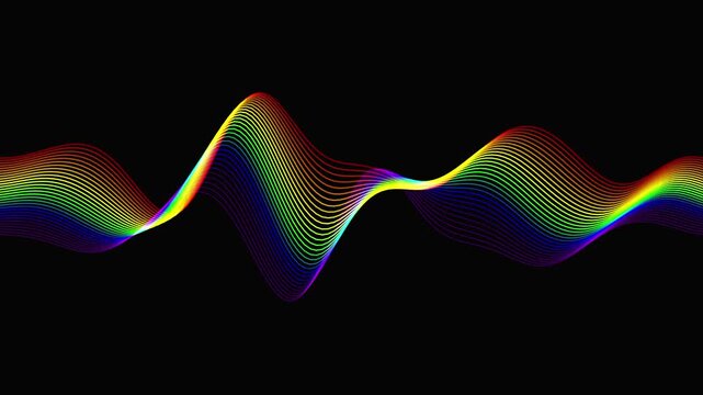 colorful lines spectrum waving on black background video 4k