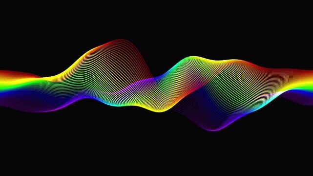 colorful lines spectrum waving on black background video 4k
