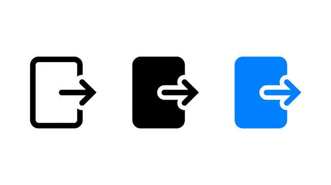 Set of Log Out Door Exit Arrow Symbols Vector Graphics for Web UI Interface