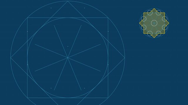 Geometric Blueprint Construction of a Traditional ramadhan Star Symbol Design