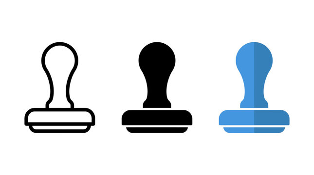 Set of Three Professional Notary Rubber Stamp Icons in Various Vector Styles