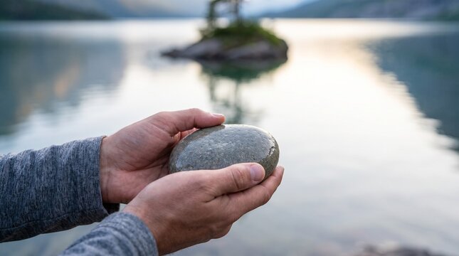 hand holding a stone