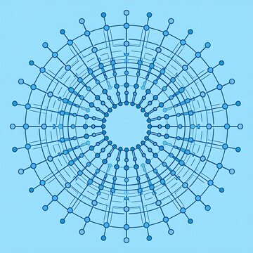 Blue geometric network mesh pattern design.