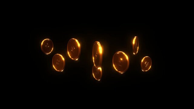 Premium 3D animation of eight major forex currency coins arranged in a hierarchical V formation, floating and rotating above cinematic rising smoke in a dark environment with warm golden lighting.