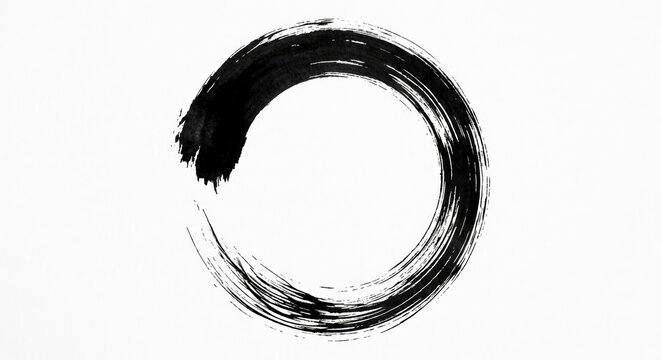 Open enso style black brush circle stroke
