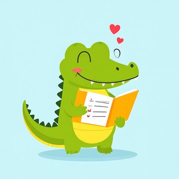 Happy green frog holding a heart shaped box of chocolates.