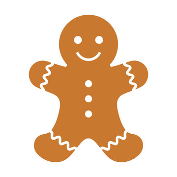 Cute brown gingerbread man cookie character for Christmas holiday design Vector