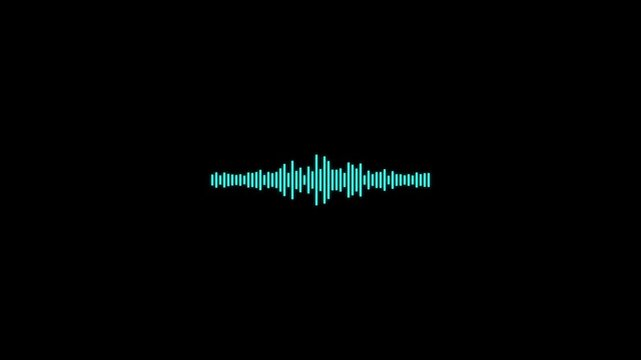 Cyan audio equalizer wave pulsating rhythmically on a solid black background for modern music visualizer graphics