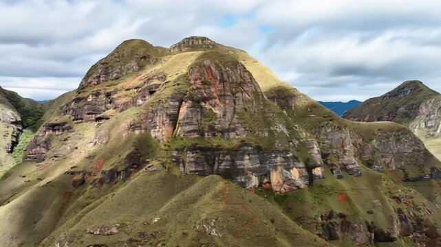 Codo de los Andes Dramatic Mountain Ridges and Deep Valleys near Samaipata, Bolivia. Time Lapse. Establishing Shot. Aerial View.