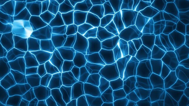 Glowing blue caustic light web rippling like swimming pool water reflections, underwater light pattern background