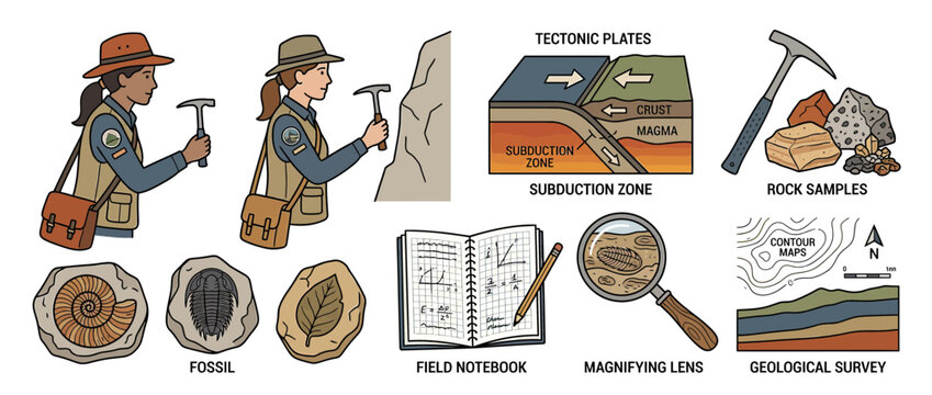 Geology Science Exploration Elements Isolated