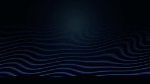 Blue lines undulate and converge into a bright glow