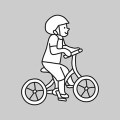 Kid ride a bike line art illustration © Rawpixel.com
