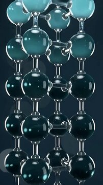 Vertical video: Animating 3D lattice in studio, row lighting and aqua nodes spreading