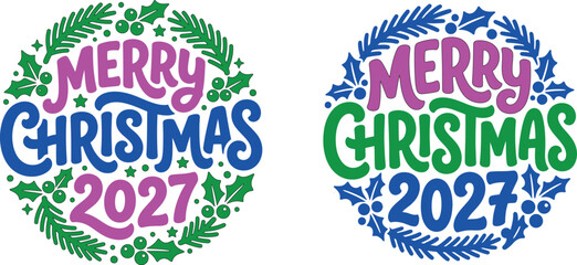 Festive christmas 2027 greetings two vibrant circular designs with decorative elements and text © Sajminnahar
