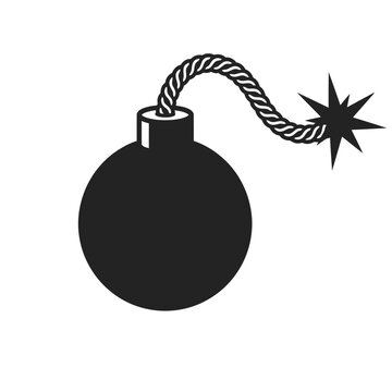 Vintage Round Bomb with Sparking Fuse Vector Icon