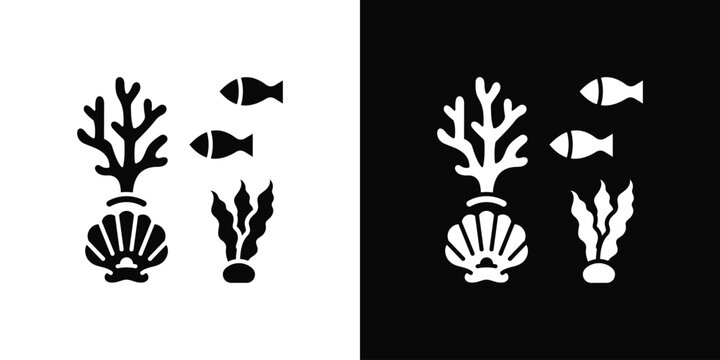 Marine Ecosystem Icon White And Black Background Style