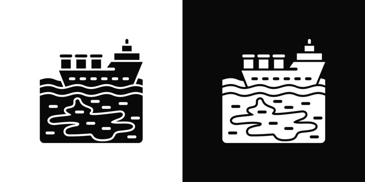 Oil Spill Response Icon White And Black Background Style