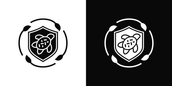 Sea Turtle Conservation Icon White And Black Background Style