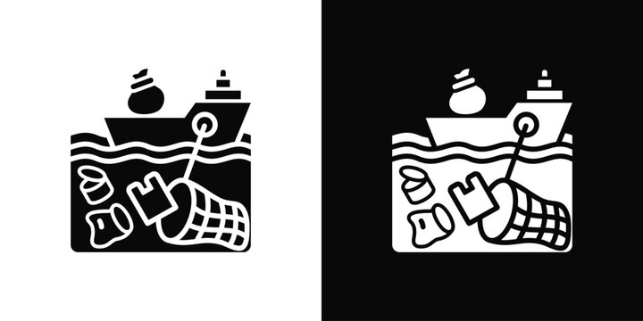 Ocean Cleanup Icon White And Black Background Style