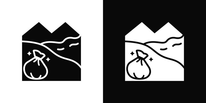 Coastal Cleanup Icon White And Black Background Style