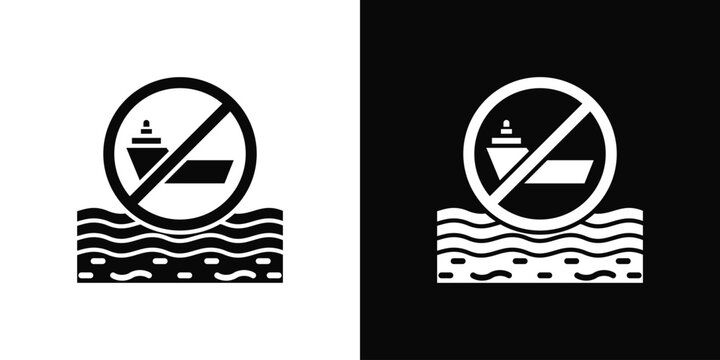 Illegal Fishing Icon White And Black Background Style
