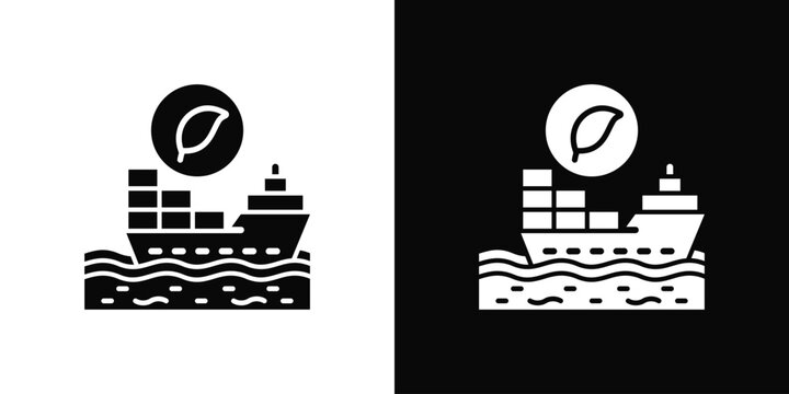 Sustainable Ocean Economy Icon White And Black Background Style
