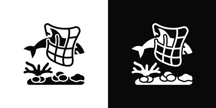 Ghost Fishing Gear Icon White And Black Background Style