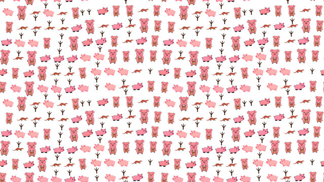 Cartoon pigs and weasels pattern
