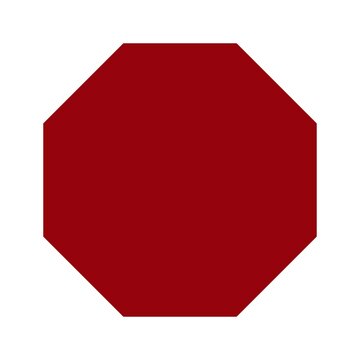 Solid Red Octagon Geometric Shape Isolated on White Background