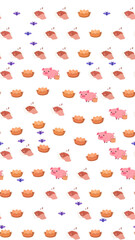Seamless pattern of sleeping bears, pigs, eggs in nests, and bats © Caesar
