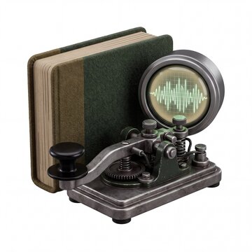 Veteran day vektor vintage telegraph and oscilloscope with old book