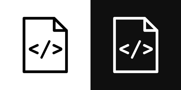 HTML script icon flat outline in black