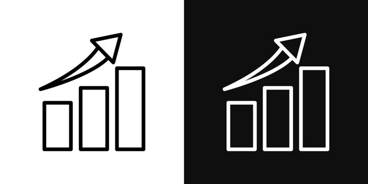 Growing profit icon flat outline in black