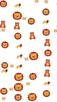 Cute cartoon lions and teddy bears pattern