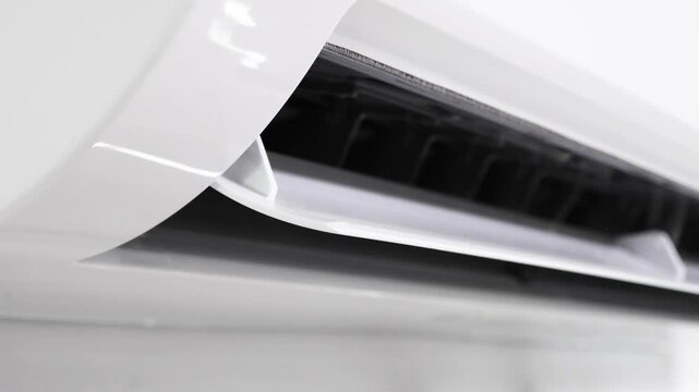 Close up air conditioner on white wall background