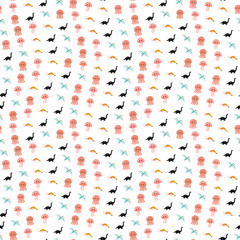 Cute cartoon dinosaurs and sea creatures pattern © yunanda